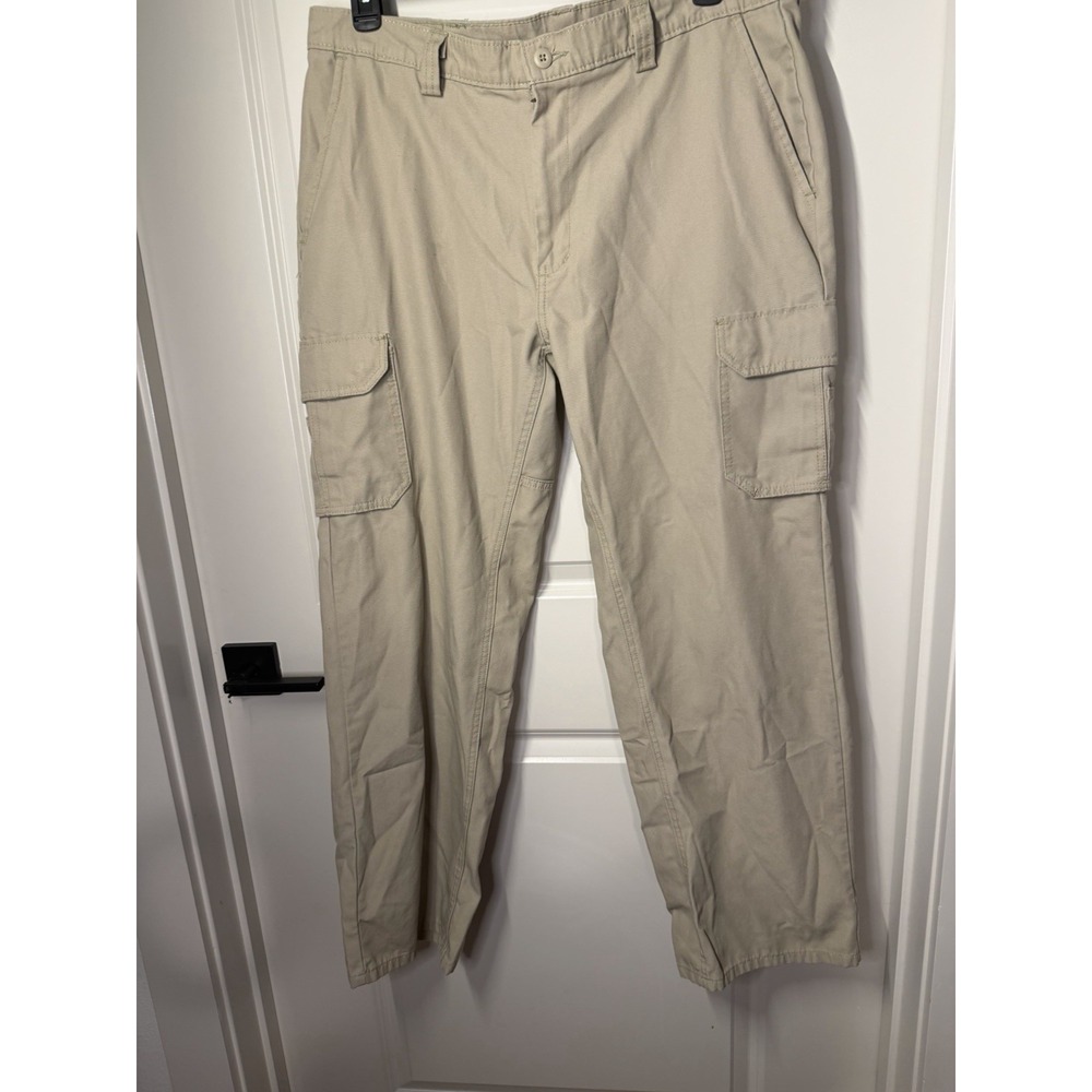 Dickies Mens Cargo Utility Pants 36x32 Tan Khaki Workwear Relaxed Fit WP801KH